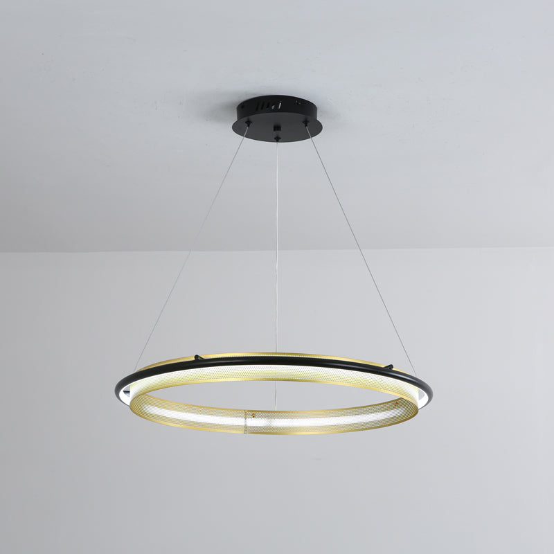 Acrylic LED Round Chandelier Ultra-Slim Dimmable Dining Room Bedroom — Black Gold 15 to 39 Inch