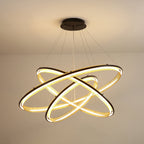 Acrylic LED Round Chandelier Ultra-Slim Dimmable Dining Room Bedroom — Black Gold 15 to 39 Inch