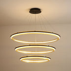 Acrylic LED Round Chandelier Ultra-Slim Dimmable Dining Room Bedroom — Black Gold 15 to 39 Inch