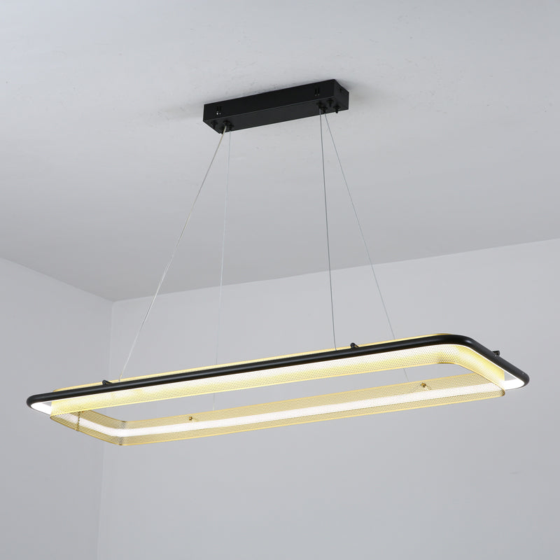 Acrylic LED Round Chandelier Ultra-Slim Dimmable Dining Room Bedroom — Black Gold 15 to 39 Inch