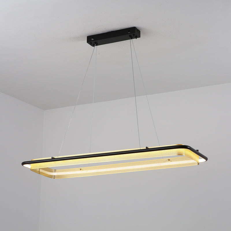 Acrylic LED Round Chandelier Ultra-Slim Dimmable Dining Room Bedroom — Black Gold 15 to 39 Inch