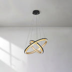 Acrylic LED Round Chandelier Ultra-Slim Dimmable Dining Room Bedroom — Black Gold 15 to 39 Inch