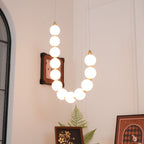 Acrylic Pearl Necklace Chandelier Brass Chrome Dimmable Bedroom Dining Room — 17 to 29 Inch