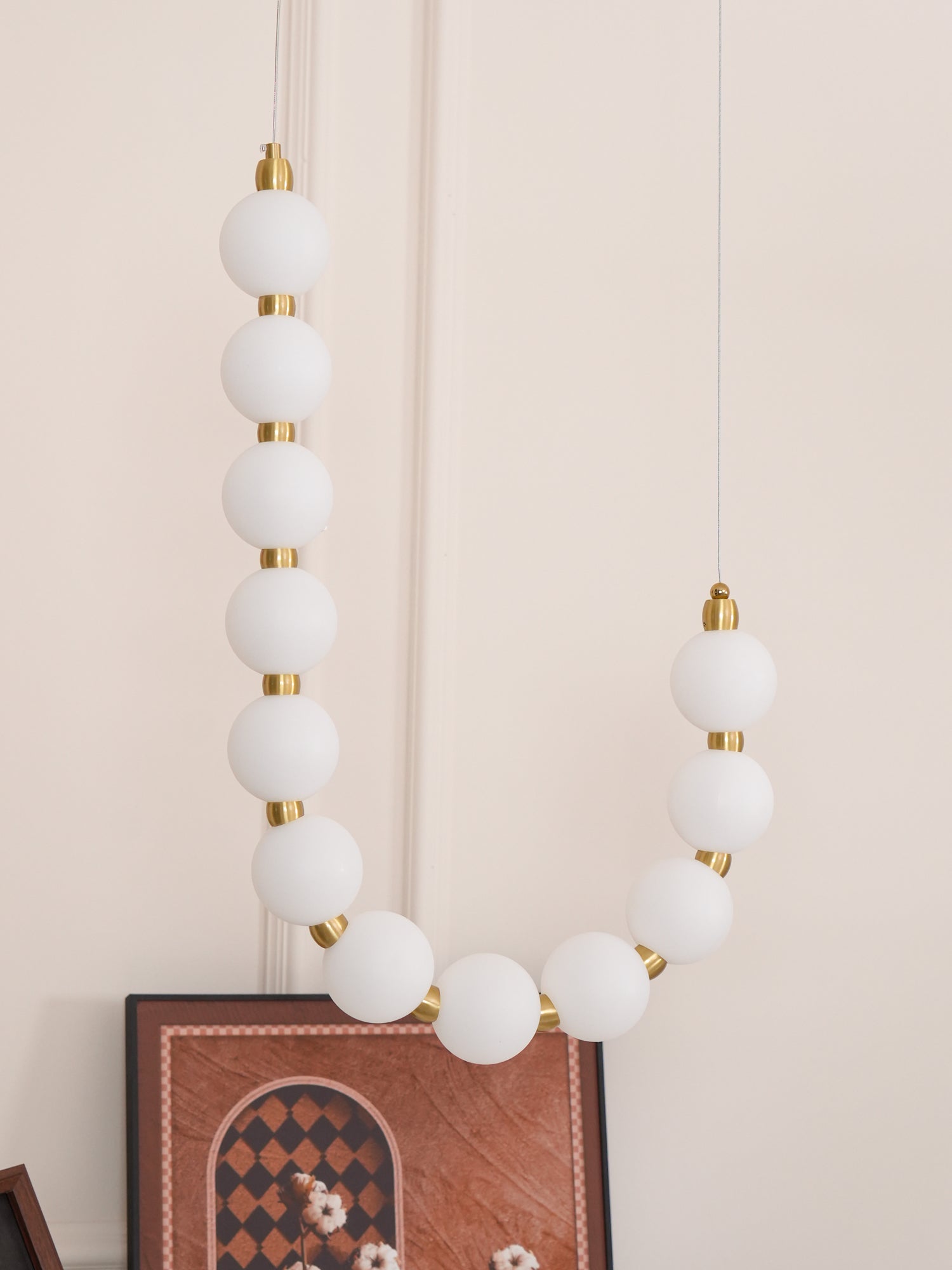 Acrylic Pearl Necklace Chandelier Brass Chrome Dimmable Bedroom Dining Room — 17 to 29 Inch