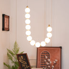 Acrylic Pearl Necklace Chandelier Brass Chrome Dimmable Bedroom Dining Room — 17 to 29 Inch