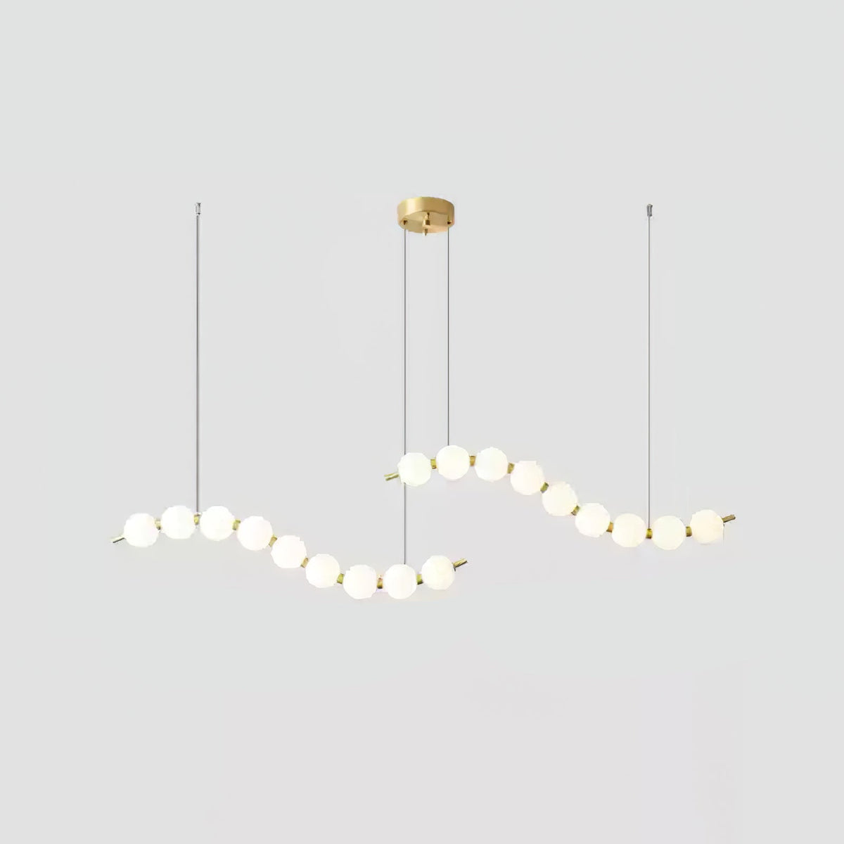 Acrylic Pearl Necklace Chandelier Brass Chrome Dimmable Bedroom Dining Room — 17 to 29 Inch