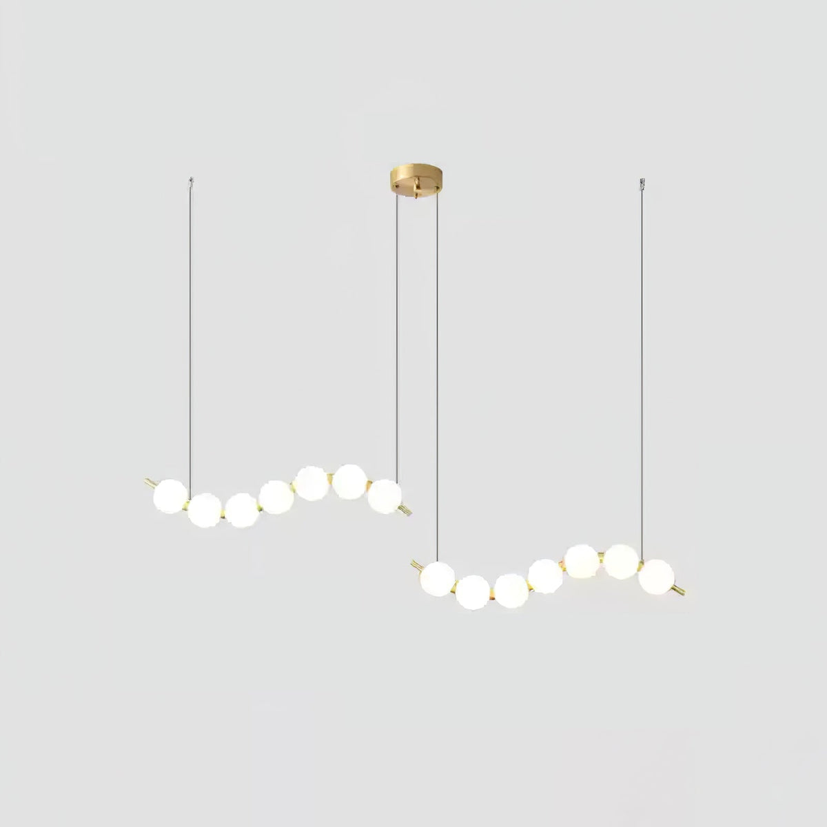 Acrylic Pearl Necklace Chandelier Brass Chrome Dimmable Bedroom Dining Room — 17 to 29 Inch