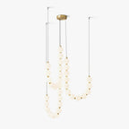 Acrylic Pearl Necklace Chandelier Brass Chrome Dimmable Bedroom Dining Room — 17 to 29 Inch