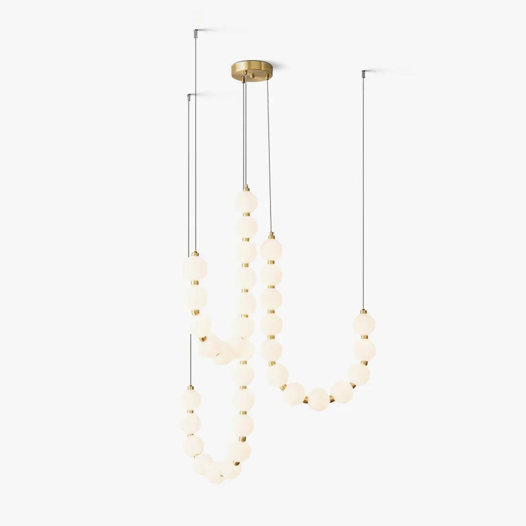 Acrylic Pearl Necklace Chandelier Brass Chrome Dimmable Bedroom Dining Room — 17 to 29 Inch