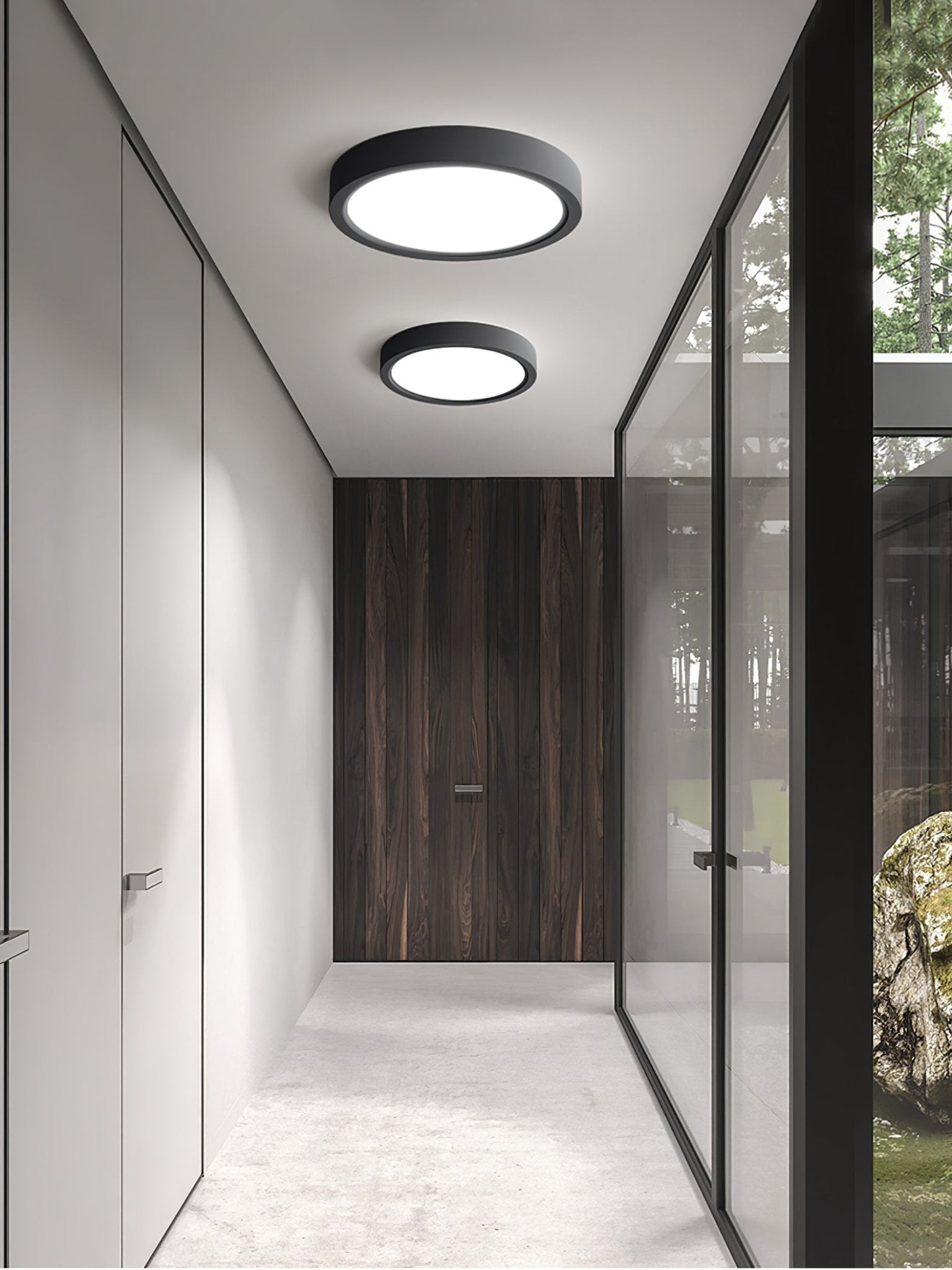 Acrylic Ultra-Thin Round Flush Mount Ceiling Light Dimmable Bedroom Hallway — White Black 11 to 19 Inch