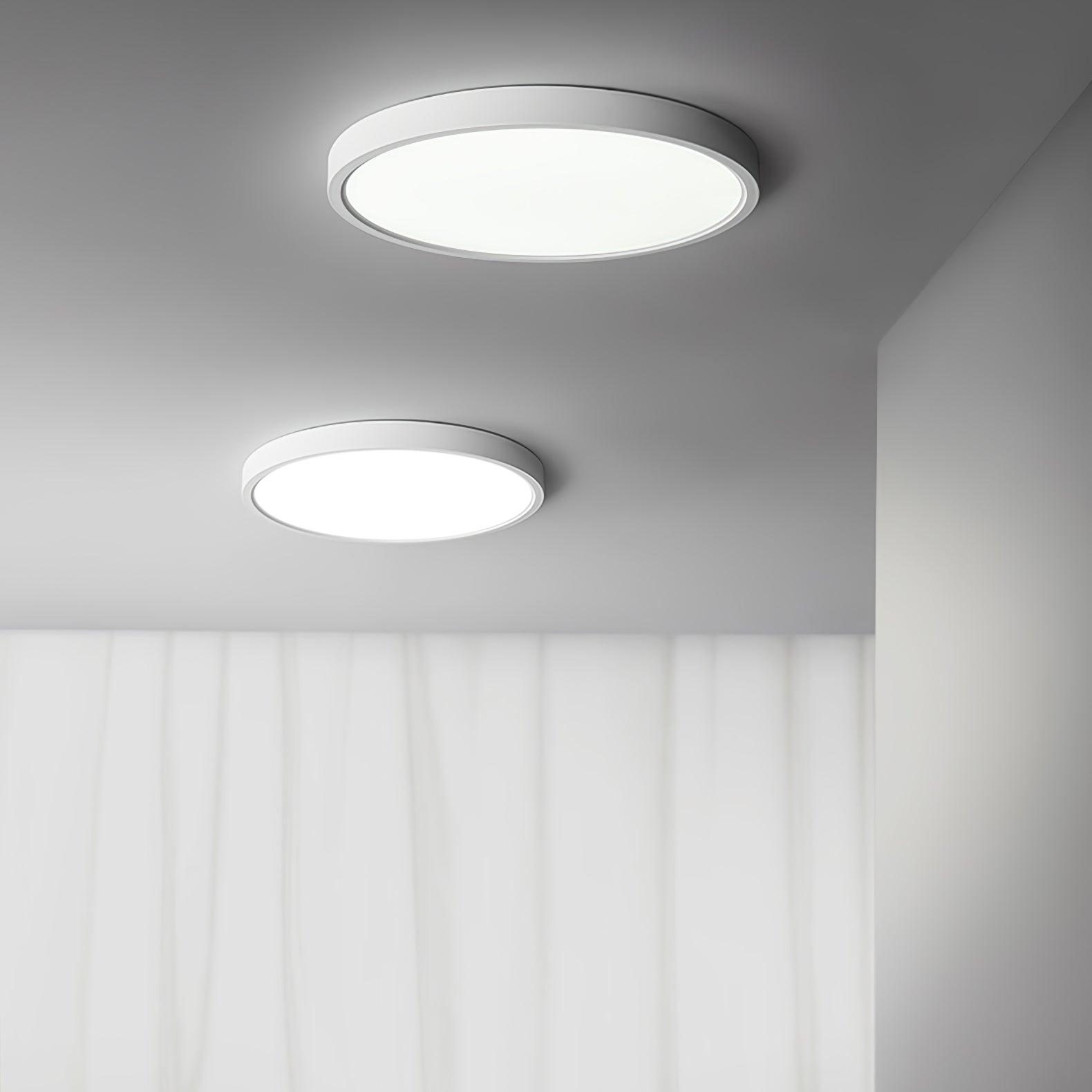 Acrylic Ultra-Thin Round Flush Mount Ceiling Light Dimmable Bedroom Hallway — White Black 11 to 19 Inch