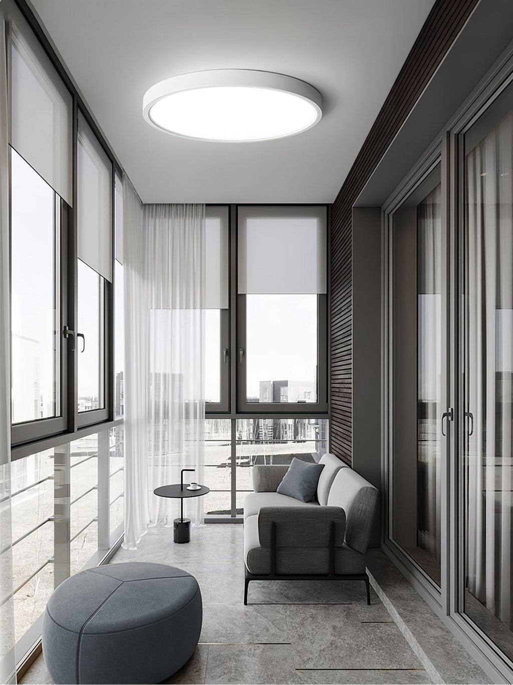 Acrylic Ultra-Thin Round Flush Mount Ceiling Light Dimmable Bedroom Hallway — White Black 11 to 19 Inch