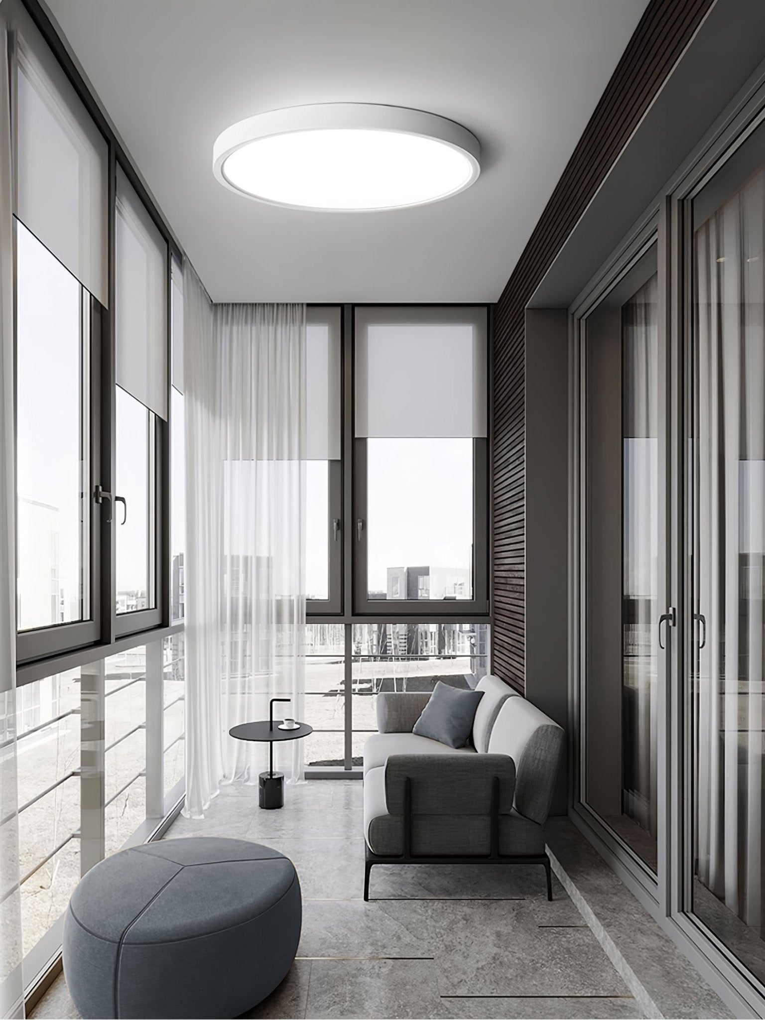 Acrylic Ultra-Thin Round Flush Mount Ceiling Light Dimmable Bedroom Hallway — White Black 11 to 19 Inch