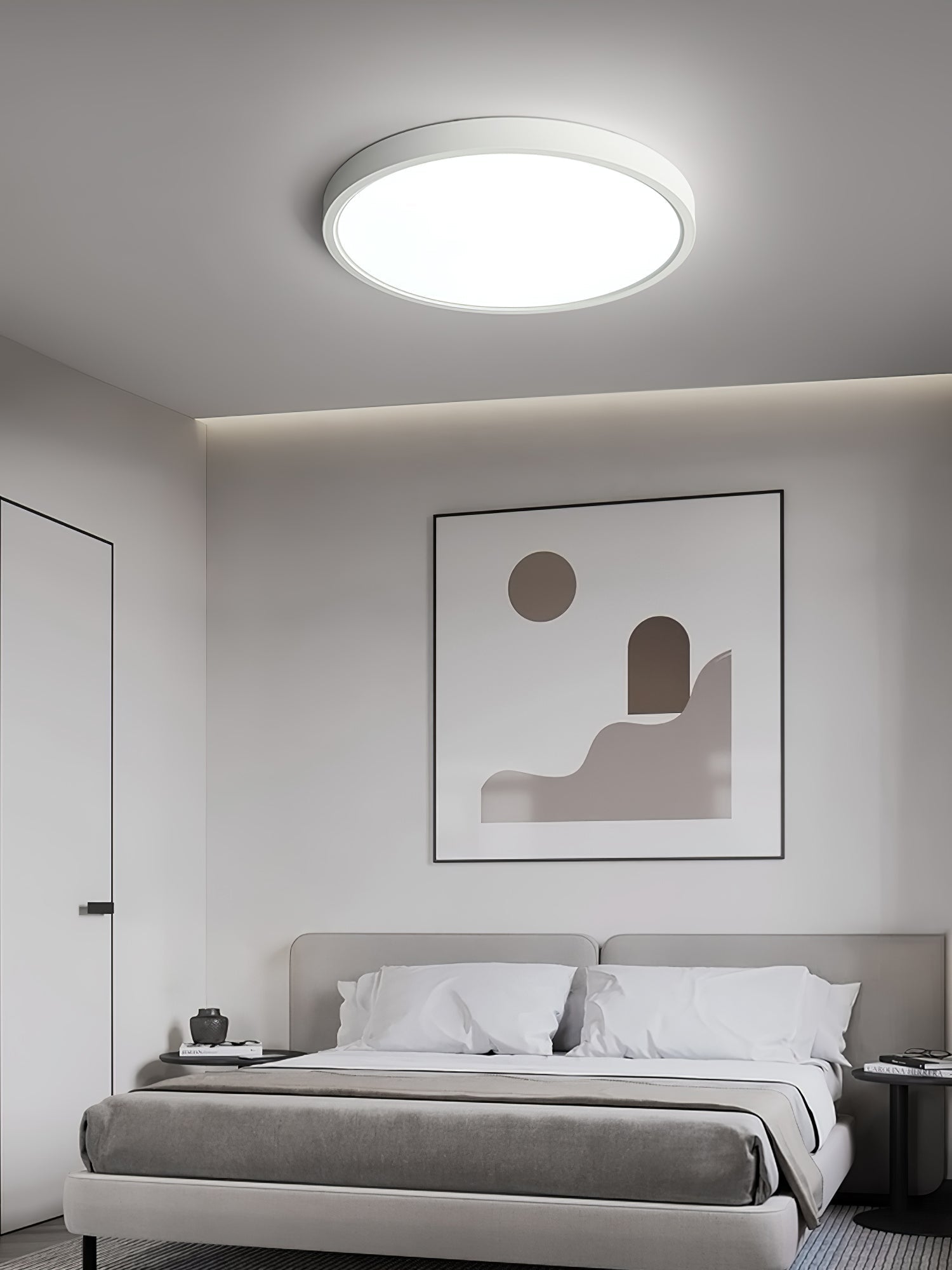 Acrylic Ultra-Thin Round Flush Mount Ceiling Light Dimmable Bedroom Hallway — White Black 11 to 19 Inch