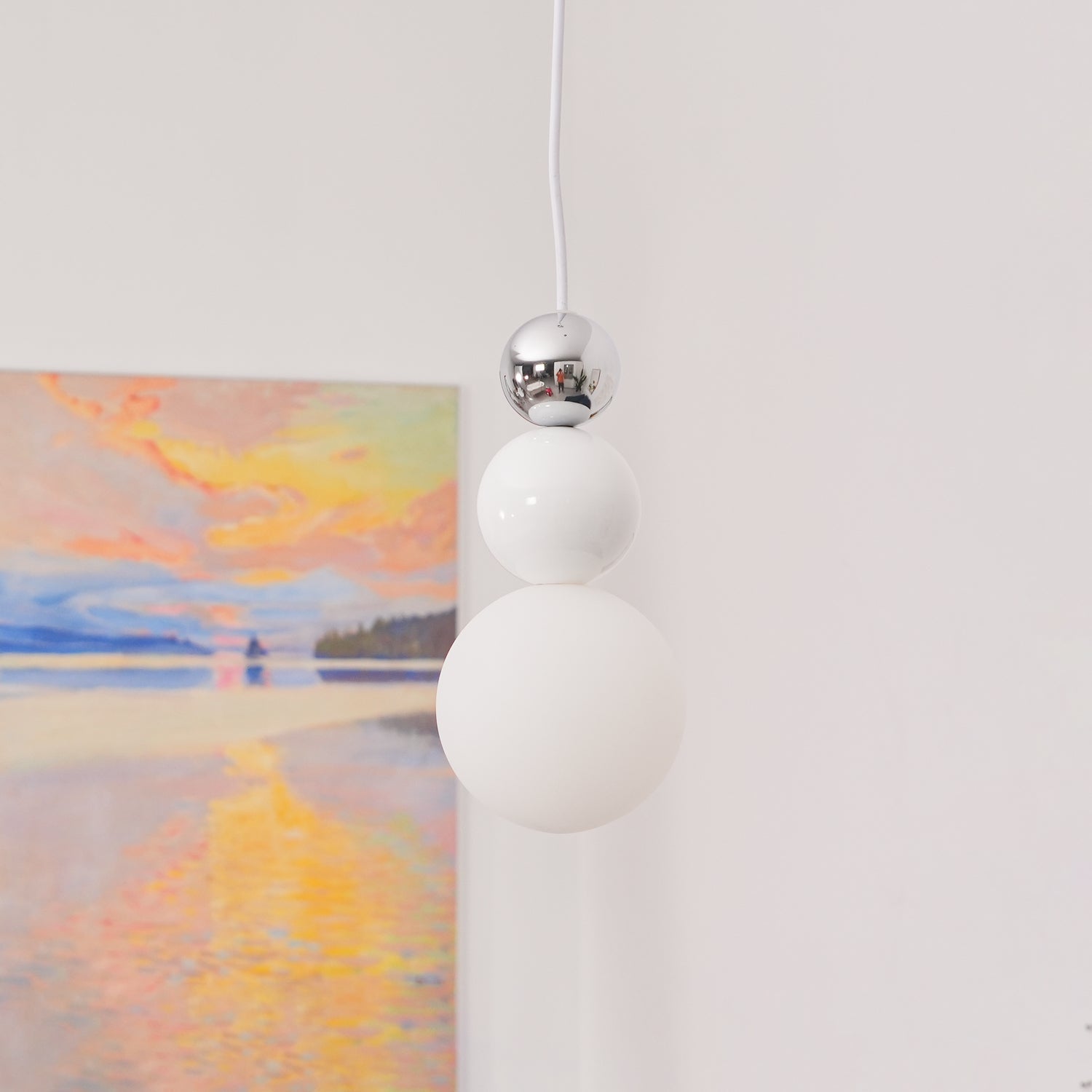 Acrylic Three Ball Pendant Lamp Modern Height Adjustable Bedroom Dining Room — 4 Colors