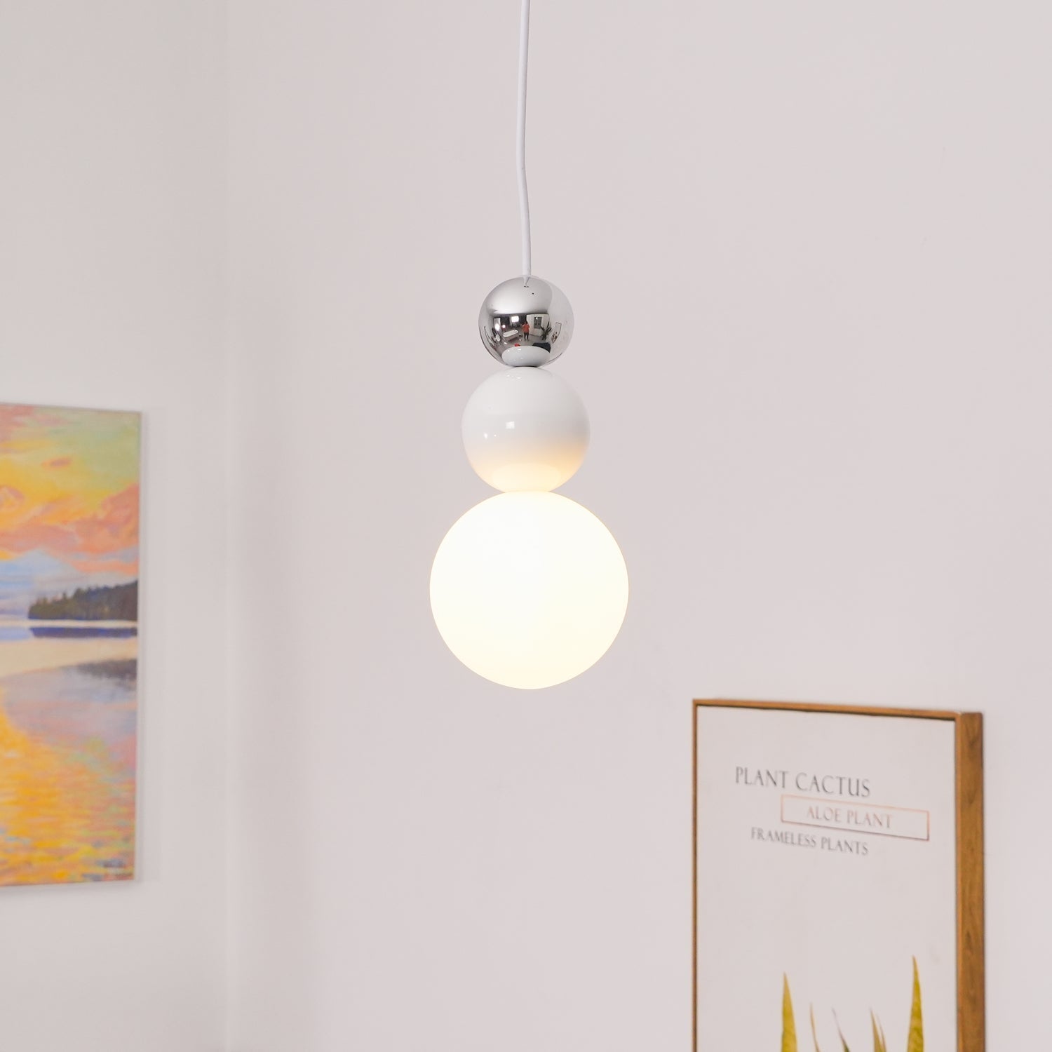 Acrylic Three Ball Pendant Lamp Modern Height Adjustable Bedroom Dining Room — 4 Colors