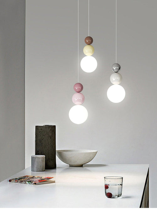 Acrylic Three Ball Pendant Lamp Modern Height Adjustable Bedroom Dining Room — 4 Colors