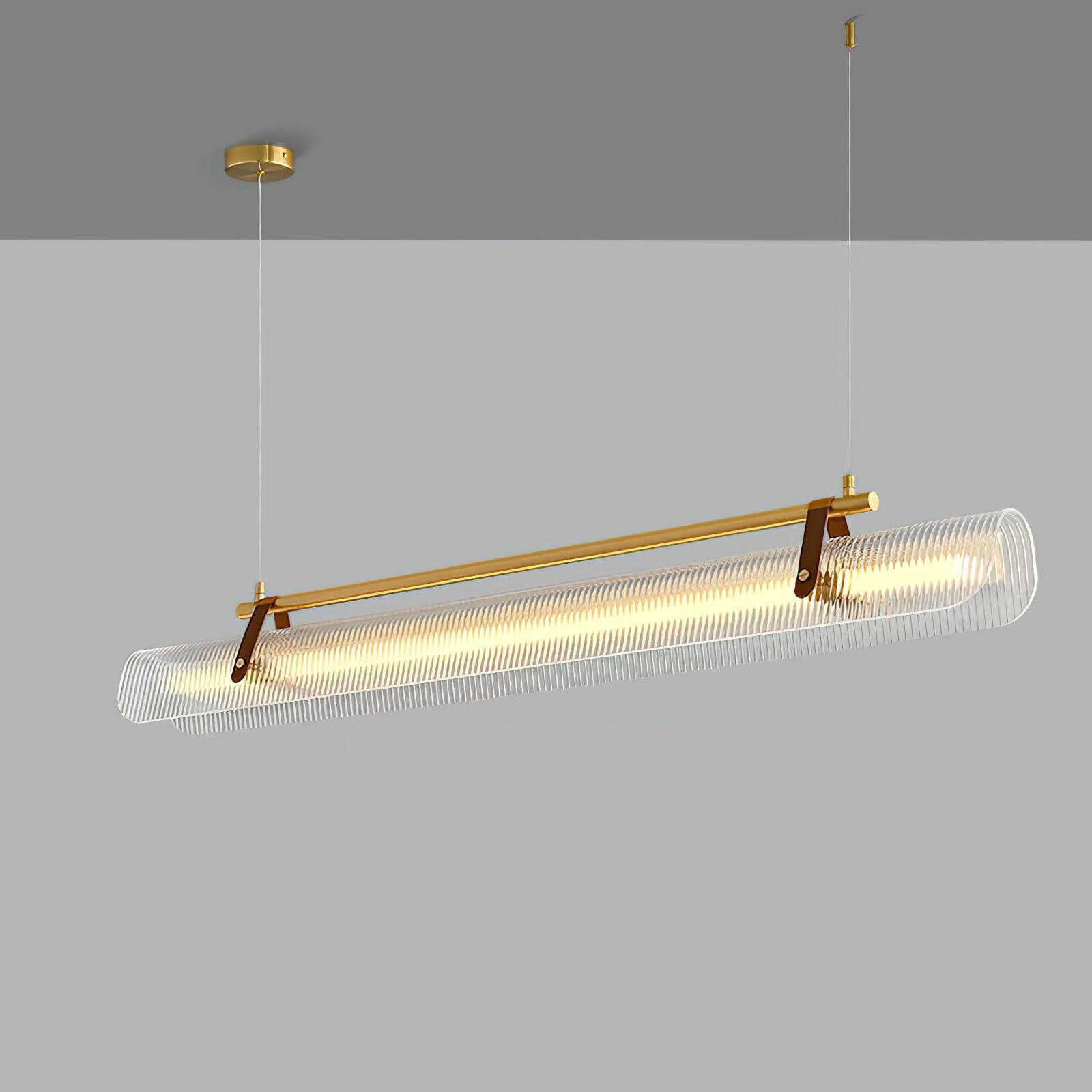 Acrylic Linear Chandelier Dimmable Kitchen Island Dining Room Office — Gold Black 31 to 59 Inch