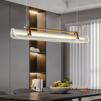 Acrylic Linear Chandelier Dimmable Kitchen Island Dining Room Office — Gold Black 31 to 59 Inch