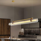 Acrylic Linear Chandelier Dimmable Kitchen Island Dining Room Office — Gold Black 31 to 59 Inch