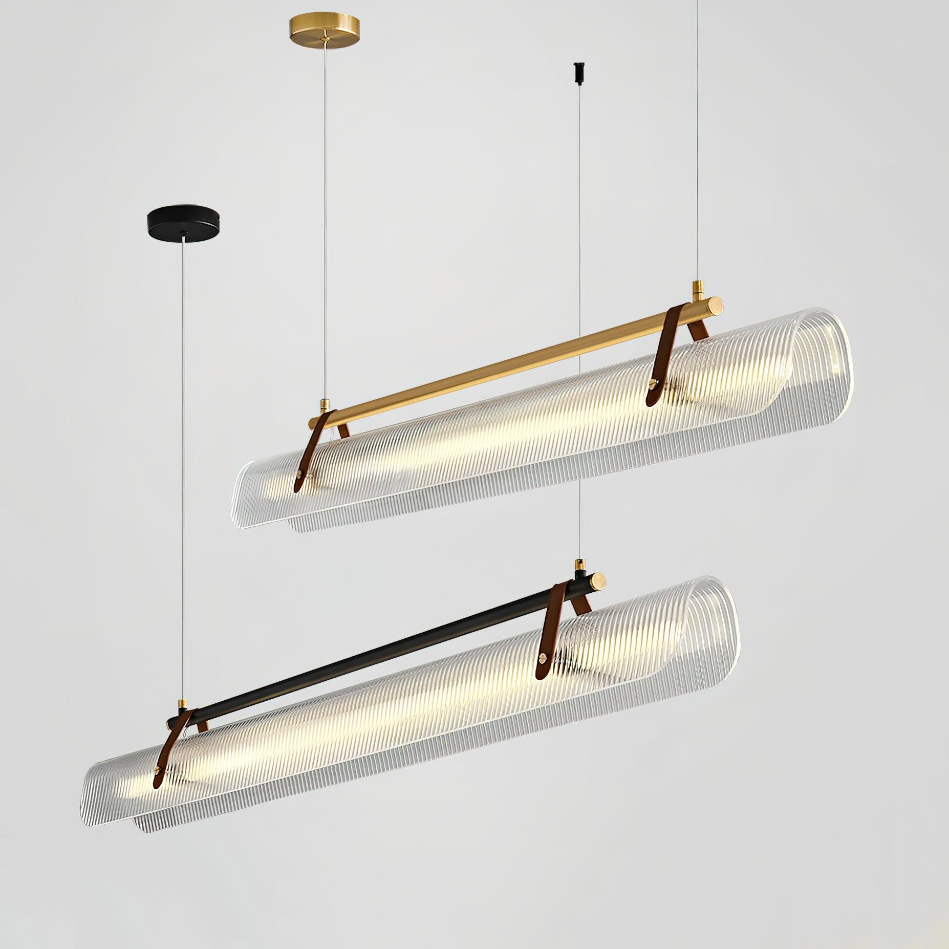 Acrylic Linear Chandelier Dimmable Kitchen Island Dining Room Office — Gold Black 31 to 59 Inch