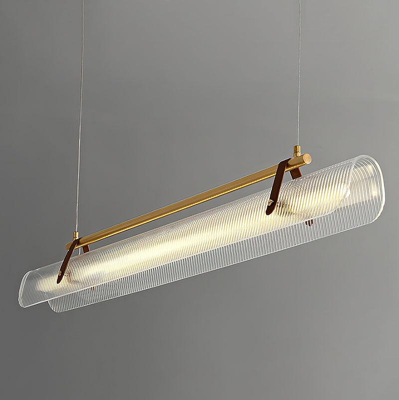 Acrylic Linear Chandelier Dimmable Kitchen Island Dining Room Office — Gold Black 31 to 59 Inch