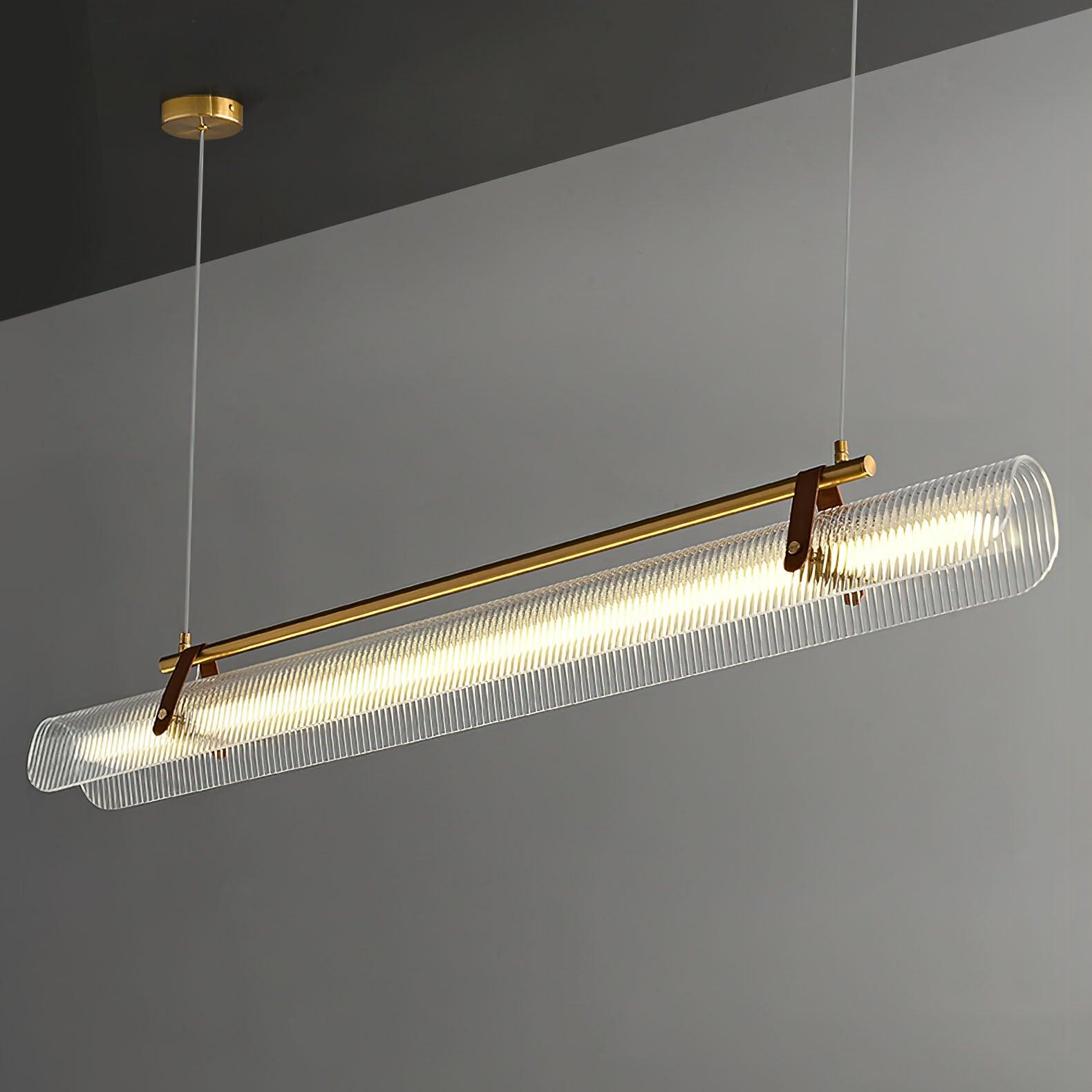 Acrylic Linear Chandelier Dimmable Kitchen Island Dining Room Office — Gold Black 31 to 59 Inch