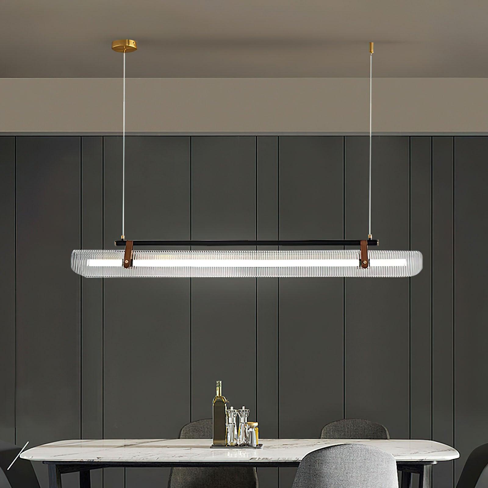 Acrylic Linear Chandelier Dimmable Kitchen Island Dining Room Office — Gold Black 31 to 59 Inch