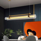 Acrylic Linear Chandelier Dimmable Kitchen Island Dining Room Office — Gold Black 31 to 59 Inch