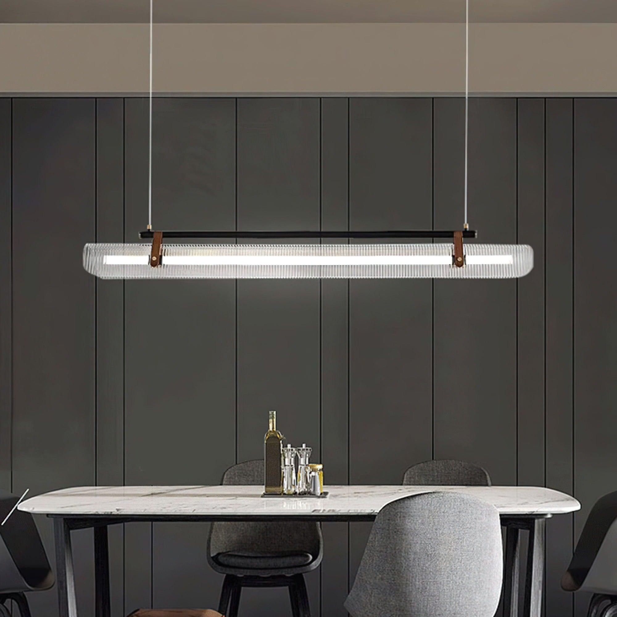 Acrylic Linear Chandelier Dimmable Kitchen Island Dining Room Office — Gold Black 31 to 59 Inch