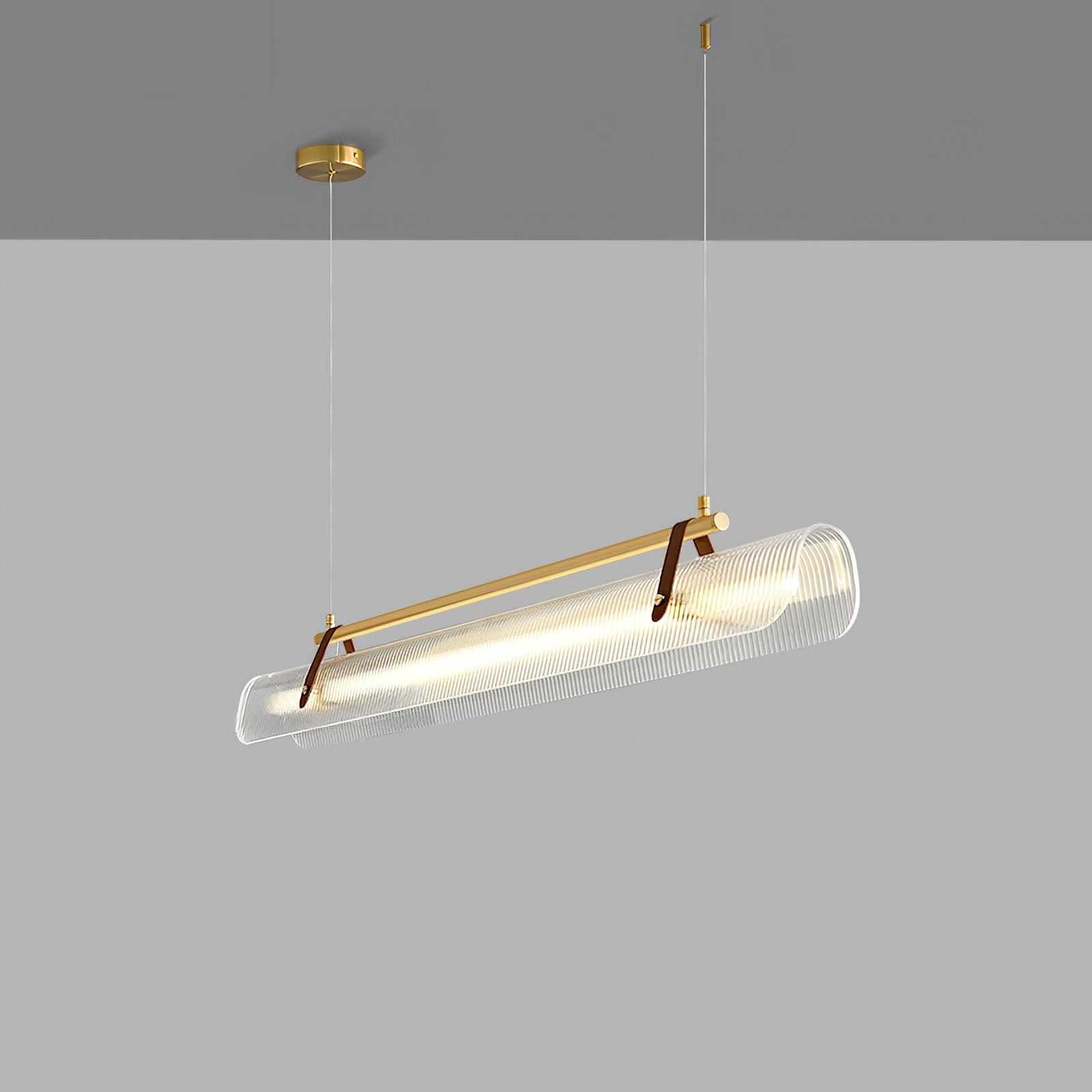Acrylic Linear Chandelier Dimmable Kitchen Island Dining Room Office — Gold Black 31 to 59 Inch