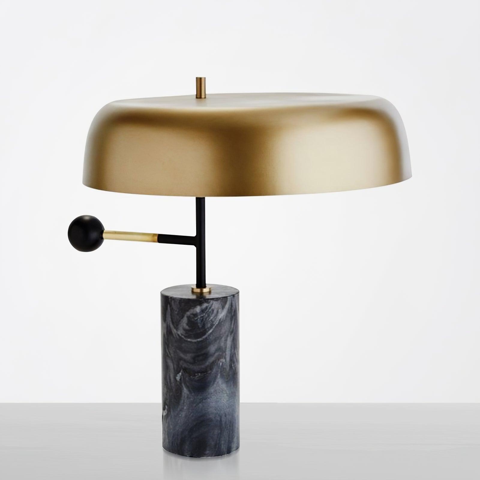Adam Marble Base LED Table Lamp Modern Luxury Bedside Living Room — Black Gold 13 Inch