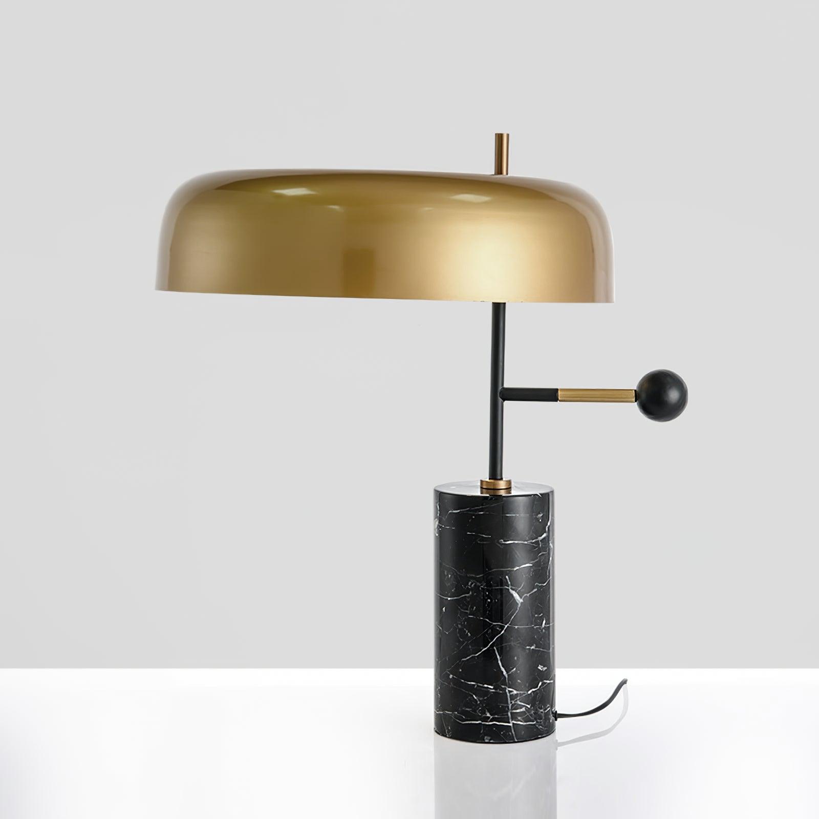 Adam Marble Base LED Table Lamp Modern Luxury Bedside Living Room — Black Gold 13 Inch