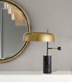 Adam Marble Base LED Table Lamp Modern Luxury Bedside Living Room — Black Gold 13 Inch
