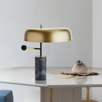 Adam Marble Base LED Table Lamp Modern Luxury Bedside Living Room — Black Gold 13 Inch