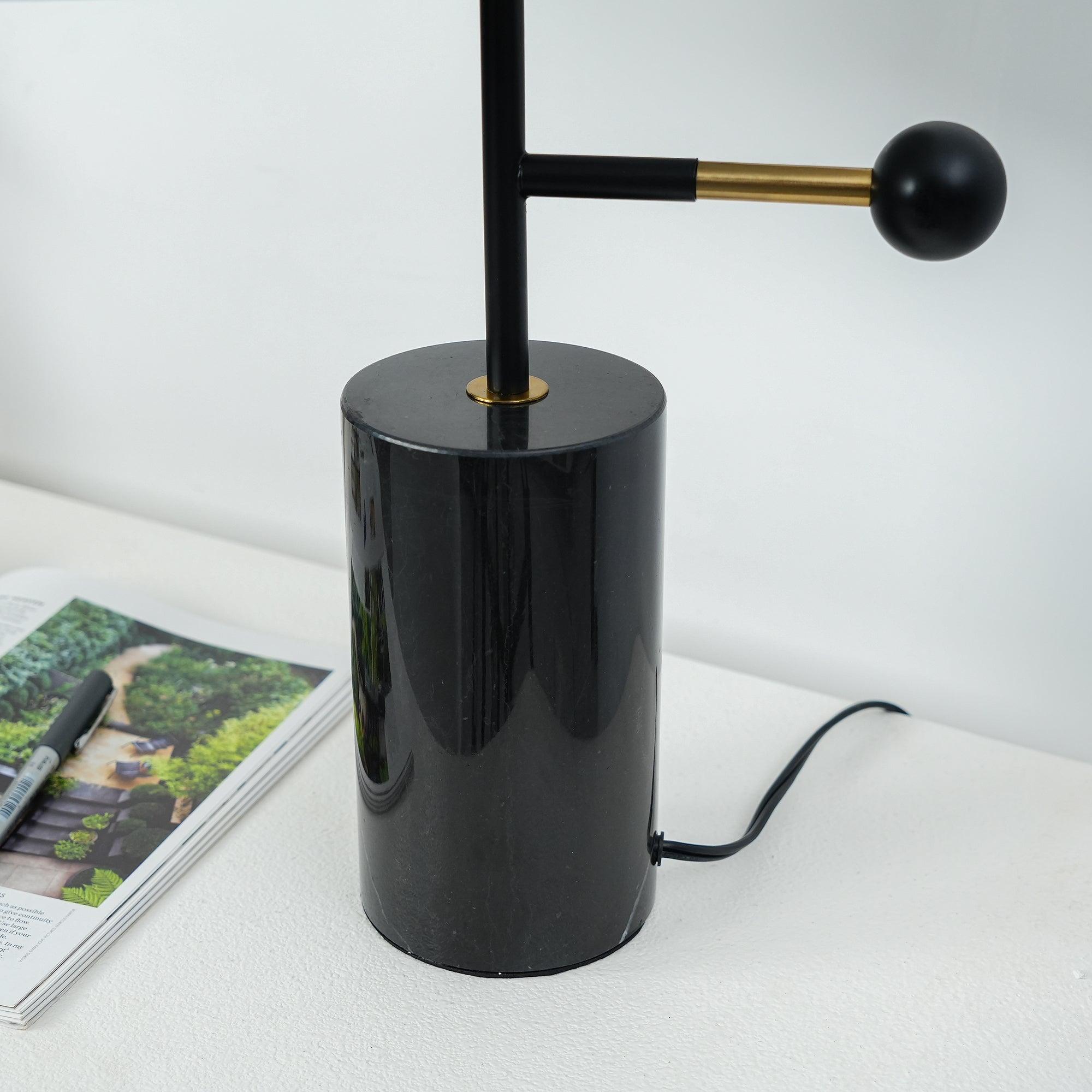 Adam Marble Base LED Table Lamp Modern Luxury Bedside Living Room — Black Gold 13 Inch