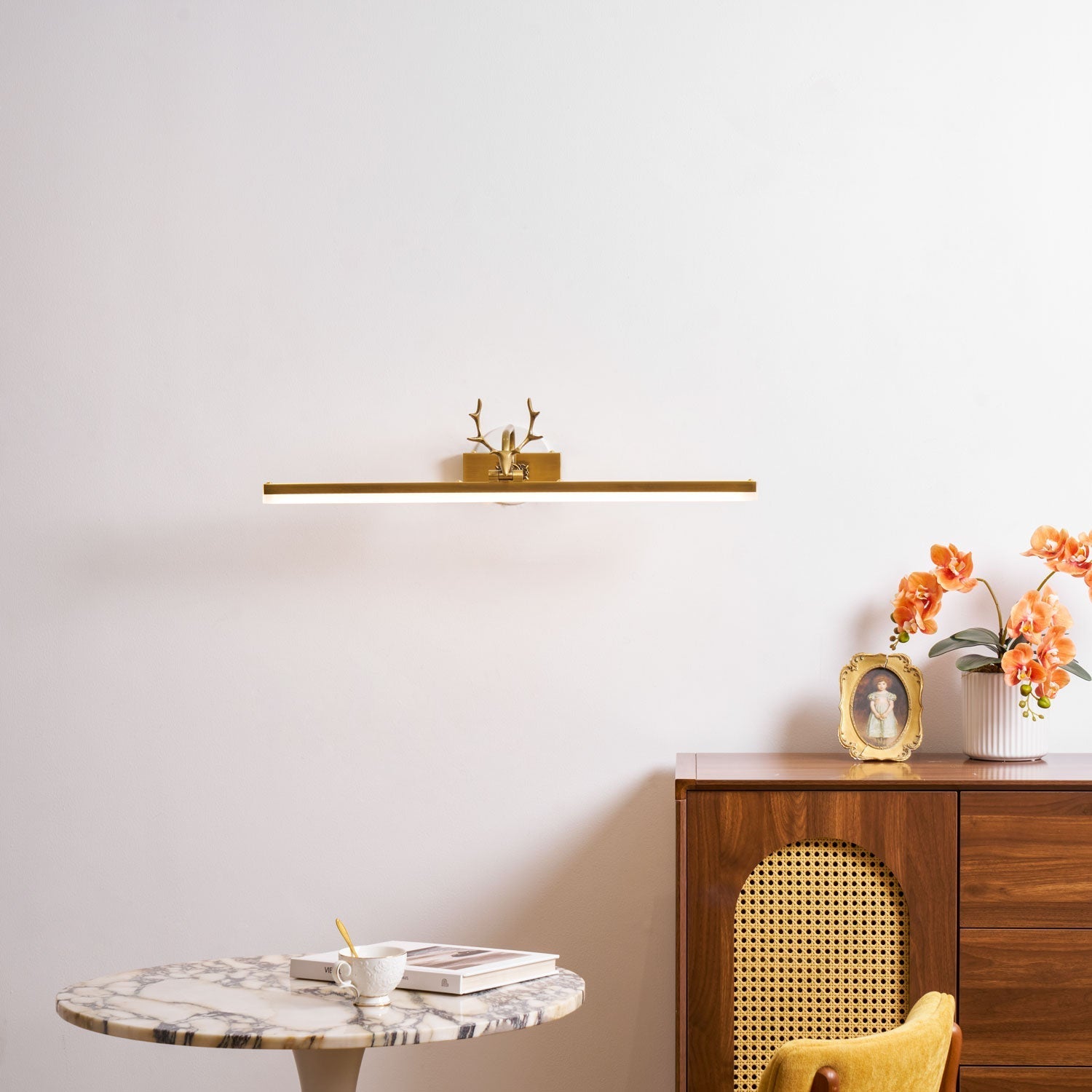 Antler Wall Lamp Gold Decorative LED Bedroom Living Room Hallway — 16 to 28 Inch