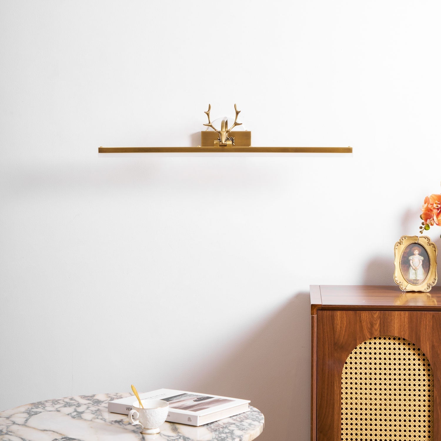 Antler Wall Lamp Gold Decorative LED Bedroom Living Room Hallway — 16 to 28 Inch