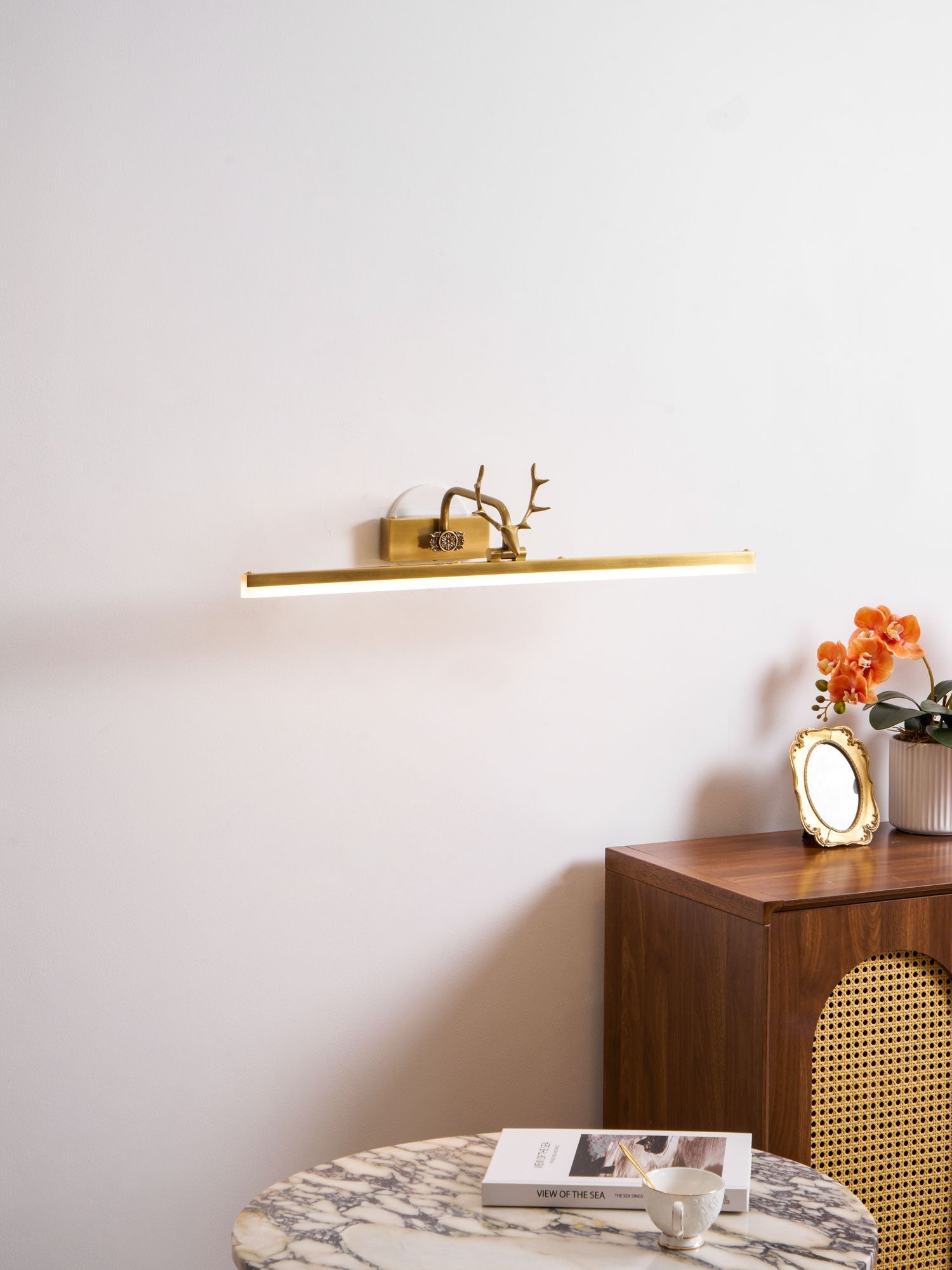 Antler Wall Lamp Gold Decorative LED Bedroom Living Room Hallway — 16 to 28 Inch