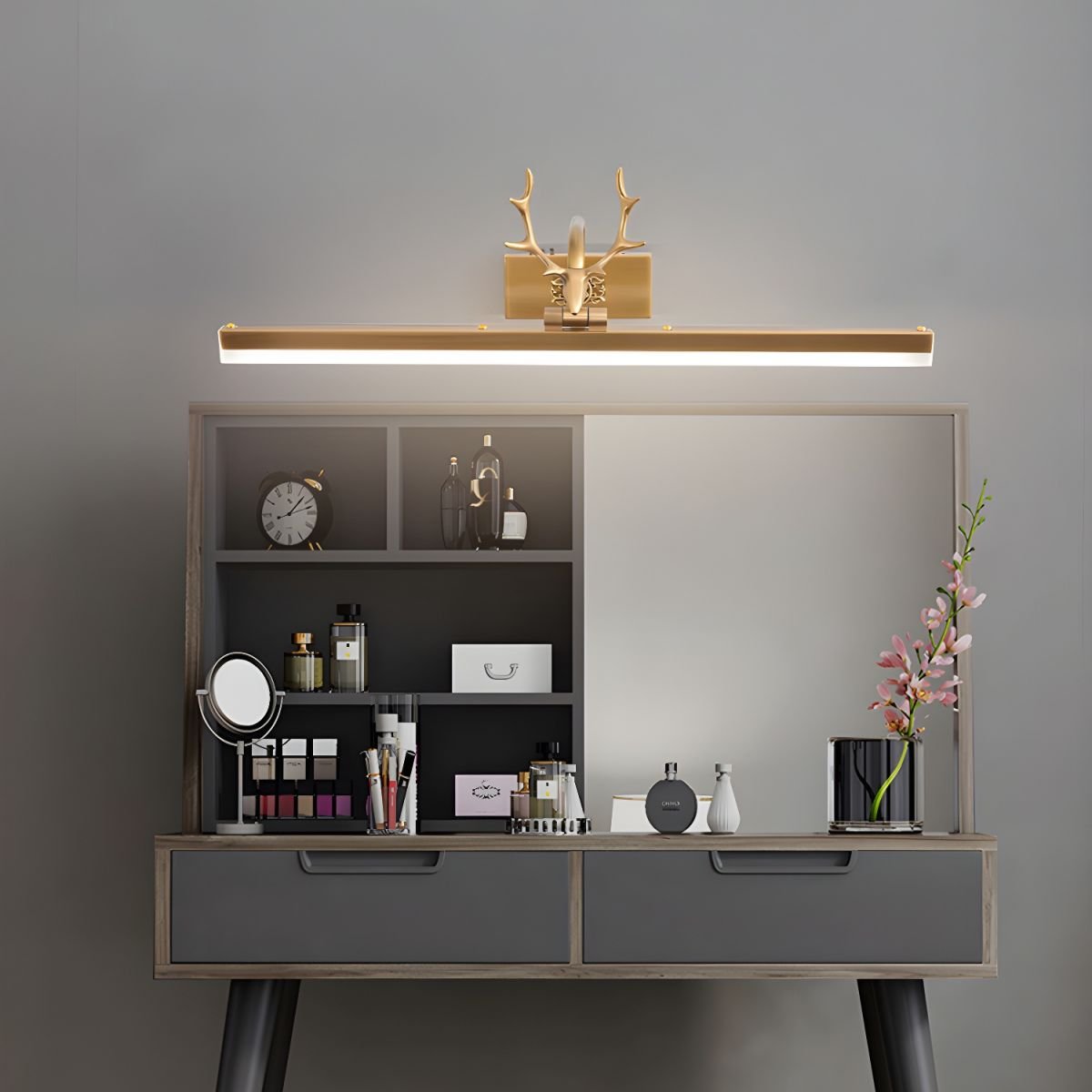 Antler Wall Lamp Gold Decorative LED Bedroom Living Room Hallway — 16 to 28 Inch