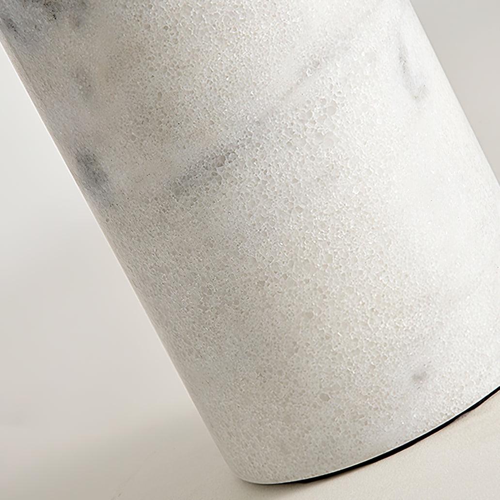 Marble Table Lamp Luxury Cylindrical Base Fabric Shade Bedside Bedroom — Black White 14 Inch
