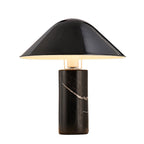 Marble Table Lamp Luxury Cylindrical Base Fabric Shade Bedside Bedroom — Black White 14 Inch