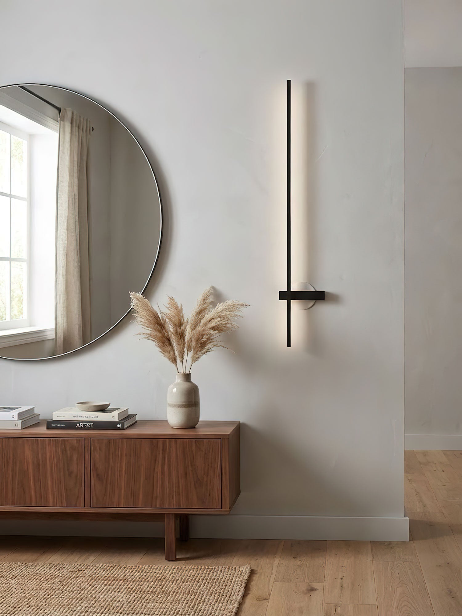 Adeline Linear Wall Sconce Dimmable Slim Bedroom Living Room Hallway — Black 23 to 47 Inch