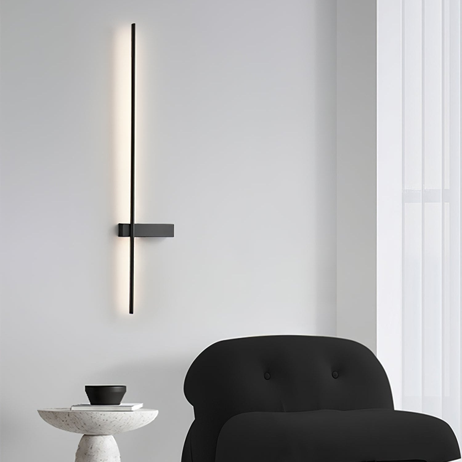 Adeline Linear Wall Sconce Dimmable Slim Bedroom Living Room Hallway — Black 23 to 47 Inch