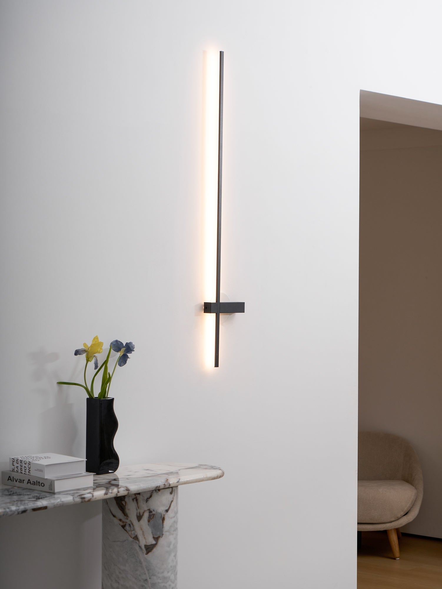 Adeline Linear Wall Sconce Dimmable Slim Bedroom Living Room Hallway — Black 23 to 47 Inch