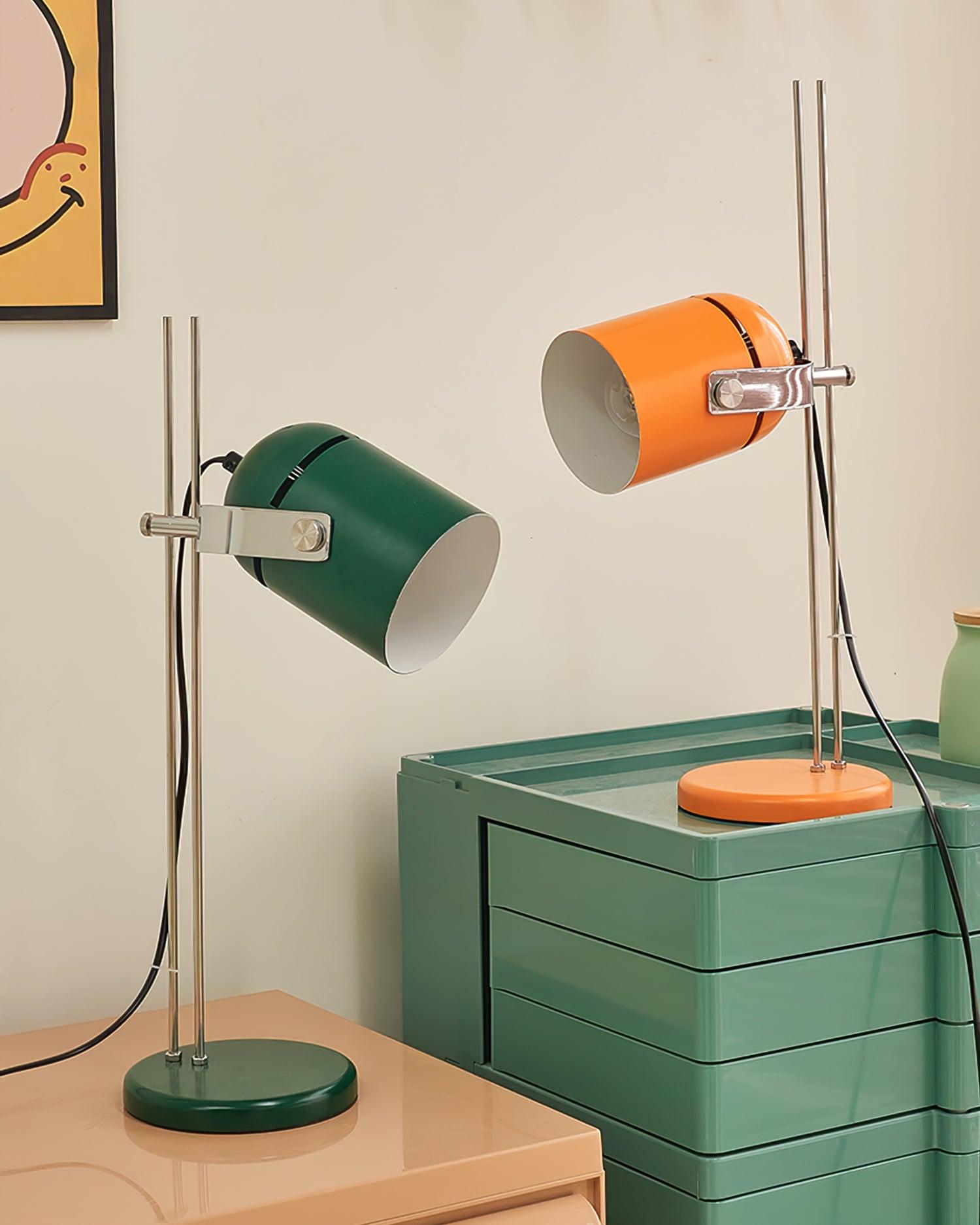 Adjustable Liftable LED Desk Lamp Height Adjustable Home Office Bedroom — Chrome Orange Green