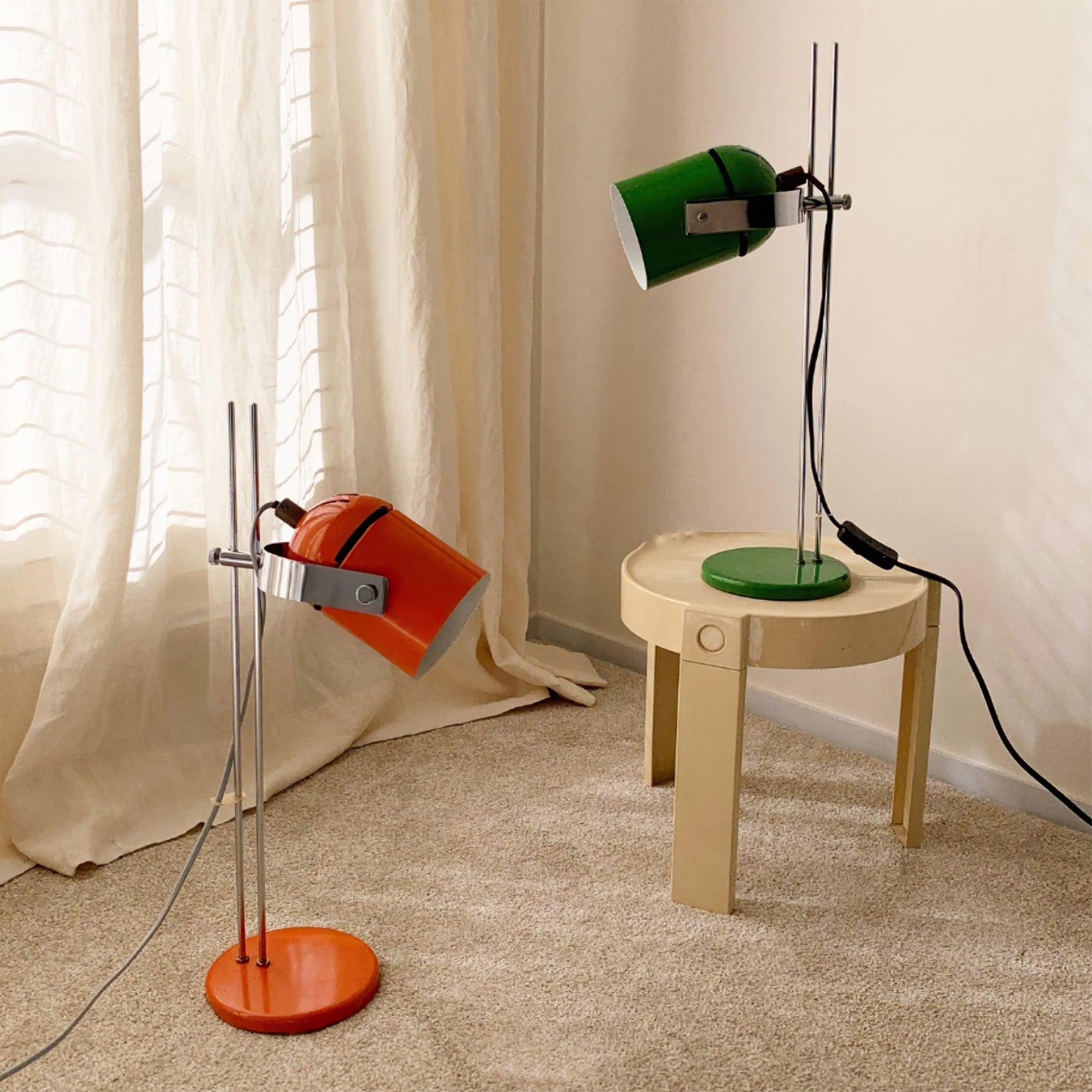 Adjustable Liftable LED Desk Lamp Height Adjustable Home Office Bedroom — Chrome Orange Green