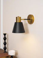 Adjustable Armed Wall Lamp Gold Black Modern Bedroom Living Room Bedside — 5 Inch