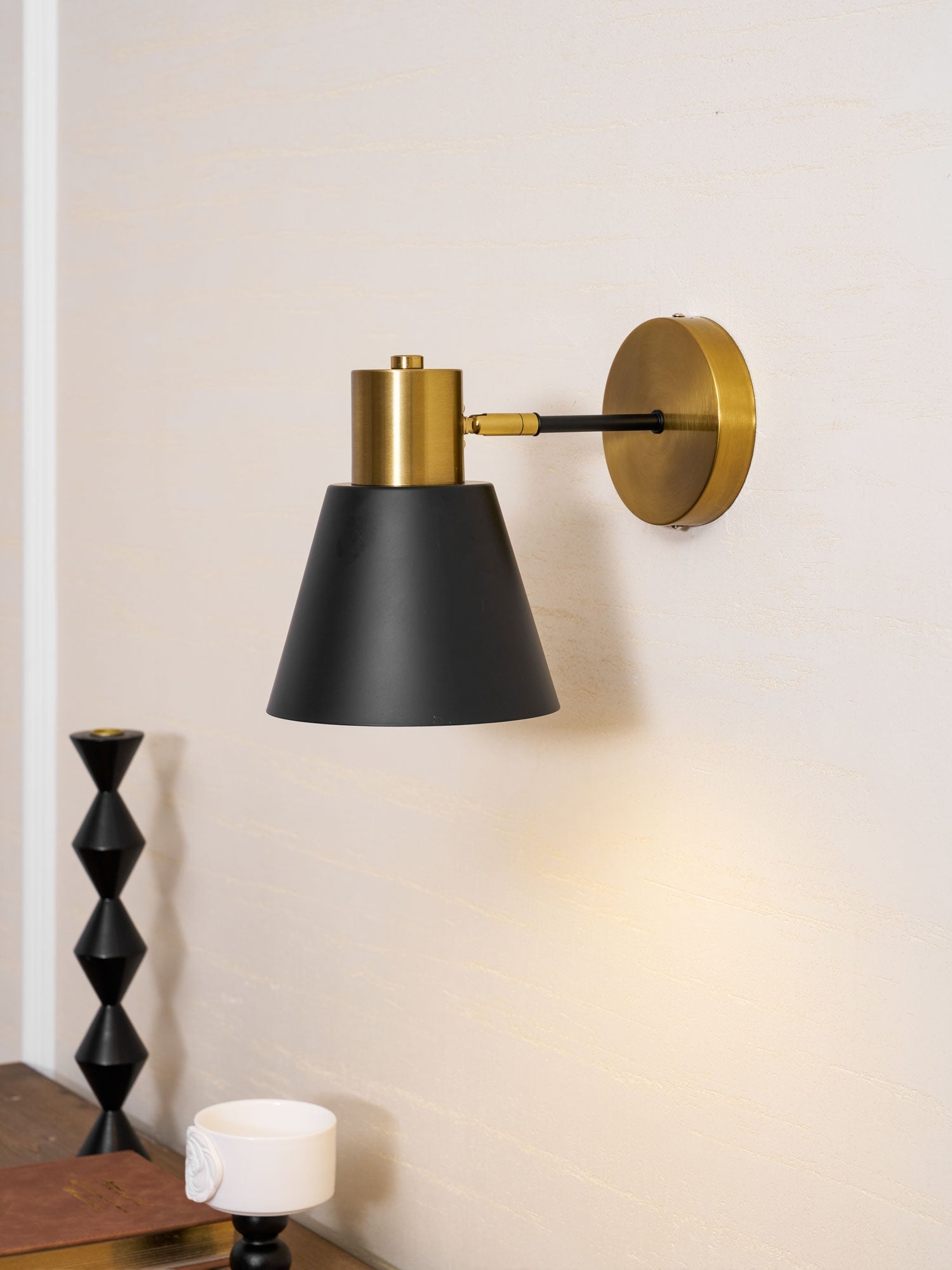 Adjustable Armed Wall Lamp Gold Black Modern Bedroom Living Room Bedside — 5 Inch
