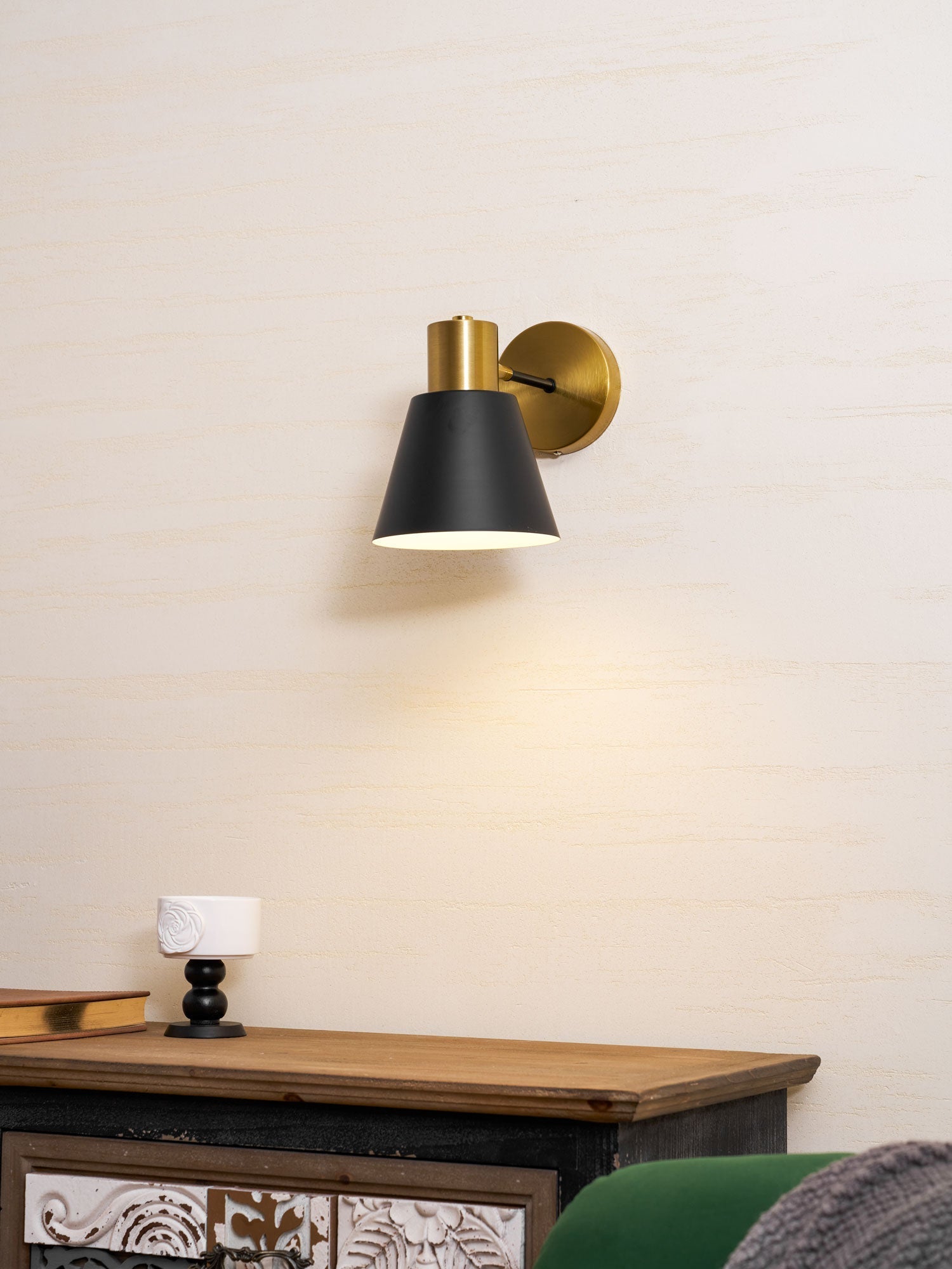 Adjustable Armed Wall Lamp Gold Black Modern Bedroom Living Room Bedside — 5 Inch